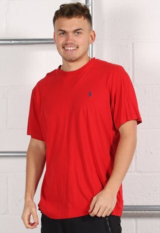 Vintage Polo Ralph Lauren T-Shirt in Red Short Sleeve Medium