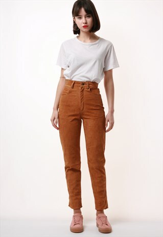 80S VINTAGE HIGH WAISTED SUEDE MOMS TROUSERS 1300
