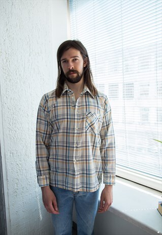 VINTAGE 70'S CREAM CHECKED SHIRT