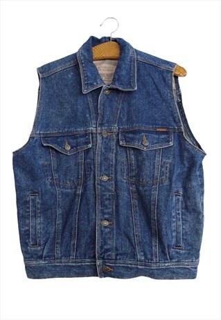 VINTAGE JEAN VEST 80S STREETWEAR UTILITY WESTERN BOHO DENIM