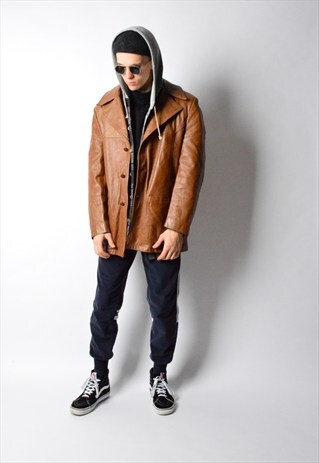 VINTAGE 70S MUSTARD BROW WARM WINTER LEATHER JACKET