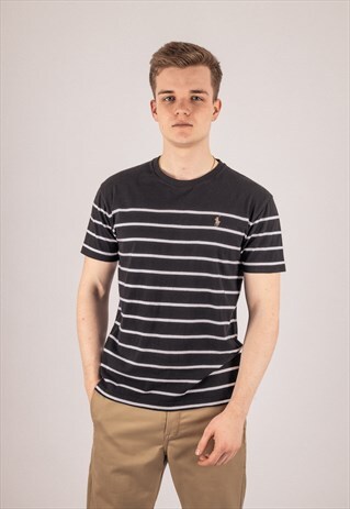 RALPH LAUREN STRIPED T-SHIRT IN BLACK