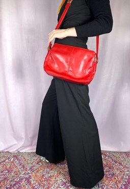 Vintage 80's red crossbody handbag everyday casual handbag 