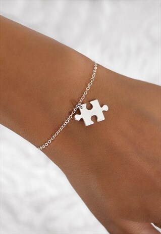 TYRA STERLING SILVER PUZZLE PIECE JIGSAW CHARM BRACELET