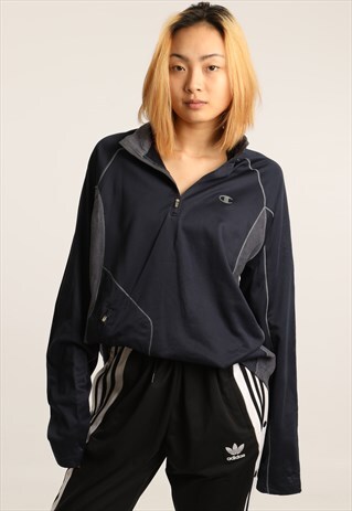 VINTAGE CHAMPION APPLIQUE LOGO 1/4 ZIP SWEATSHIRT