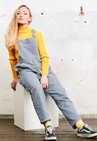 VINTAGE 80S HICKORY STRIPE CONDUCTOR OVERALLS