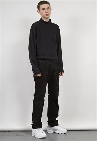 VINTAGE BLACK CORDUROY STRAIGHT LEG TOMMY HILFIGER TROUSERS