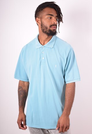 YVES SAINT LAURENT MENS VINTAGE POLO SHIRT 2XL BLUE 90S