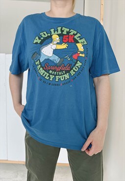 Vintage Y2ks Grunge Graphic Simpsons T-Shirt in Blue XL