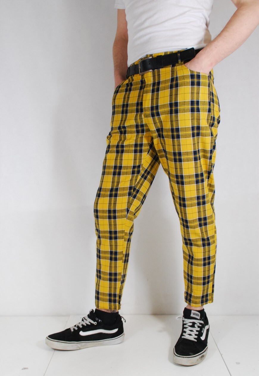 Yellow black plaid on sale pants