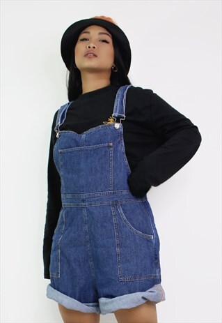 VINTAGE CALVIN KLEIN SHORT DENIM DUNGAREES / OVERALLS