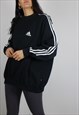Vintage Adidas Sweatshirt Jumper w Logo & Three Stripes