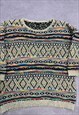 VINTAGE KNITTED JUMPER ABSTRACT PATTERNED KNIT SWEATER