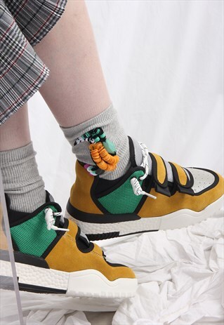 (KOREAN) CONTRAST COLOUR VELCRO HIGH-TOP SNEAKERS