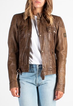 Women's Belstaff Brown Leather Biker Jacket