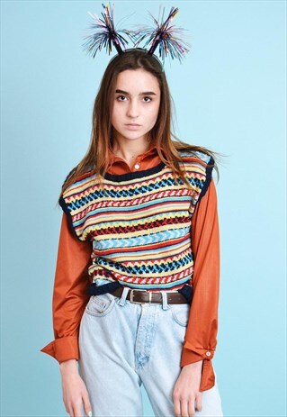 70'S RETRO MOD FAIR ISLE CHRISTMAS HANDMADE JUMPER TOP