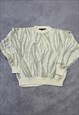 VINTAGE KNITTED JUMPER ABSTRACT PATTERNED GRANDAD SWEATER