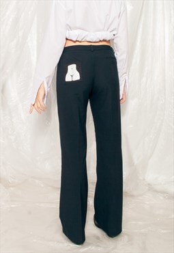 Vintage Sisley Pants Y2K Reworked Feminist Patch Trousers