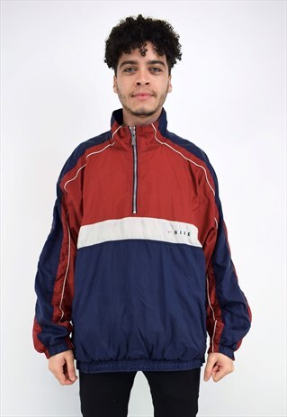 VINTAGE 90'S NIKE BLUE RED & WHITE 1/4 ZIP JACKET