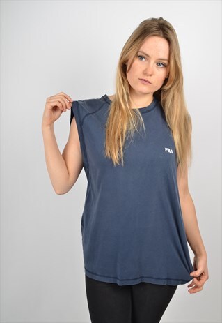 VINTAGE FILA VEST TOP BLUE