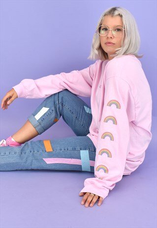 G&G UNISEX BABY PINK RAINBOW SLEEVE L/S TEE