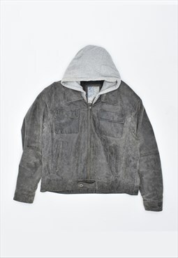 Vintage 90's Leather Jacket Slim Fit Grey