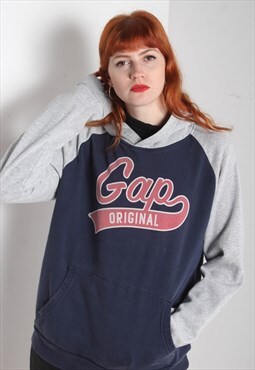 Vintage Gap Spellout Hoodie Blue