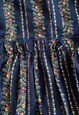 70'S VINTAGE LADIES DRESS BLUE FLORAL PRAIRIE DITZY MAXI