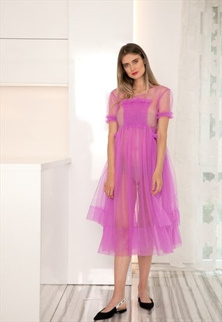 Purple Tulle Dress,Villanelle Dress,Sexy Dress,Extravagant