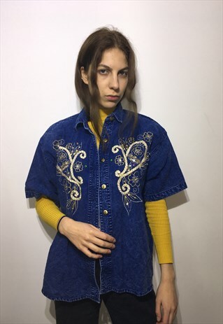 VINTAGE 80' AMAZING OVERSIZE UNISEX DENIM SHIRT