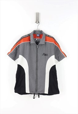 Asics 90's Short Sleeve Zip Sweatshirt in Grey - M