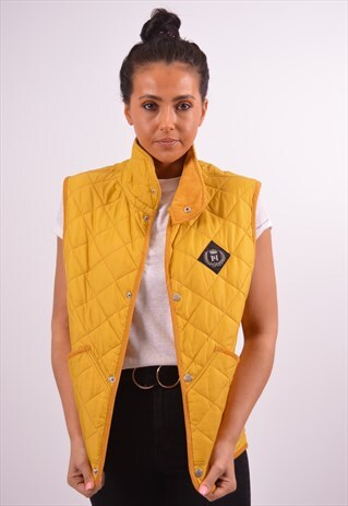 VINTAGE HENRI LLOYD QUILTED GILET YELLOW