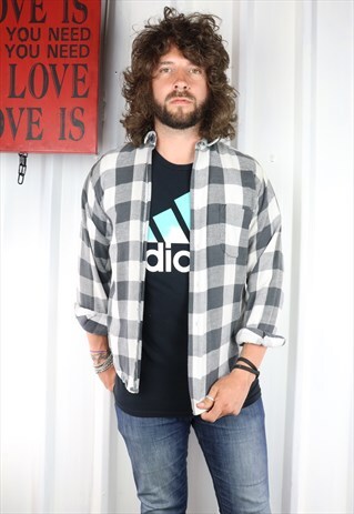 VINTAGE CHECK FLANNEL OVERSIZED GRUNGE INDI SHIRT