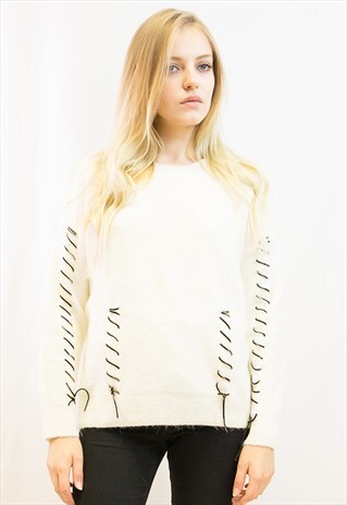 LACE UP KNITTED JUMPER TOP