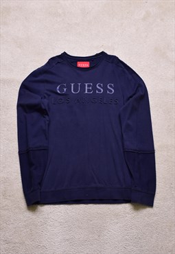 Vintage Guess Navy Spell Out Long Sleeve Top