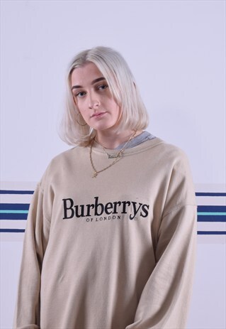 TAN VINTAGE BURBERRYS EMBROIDERED SWEATSHIRT