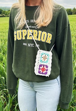 White Handmade Crochet Phone Bag with Cross Body Strap
