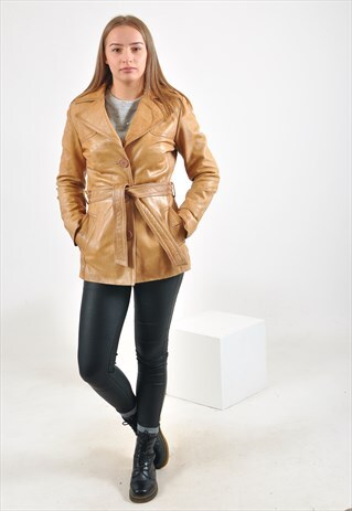 VINTAGE REAL LEATHER JACKET IN BROWN