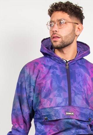 K-WAY WATERPROOF 1/4 ZIP CAGOULE RAIN JACKET