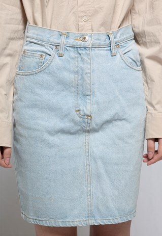 HIGH WAISTED LIGHT DENIM SKIRT