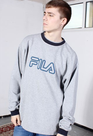 VINTAGE FILA GREY AND NAVY SWEATSHIRT