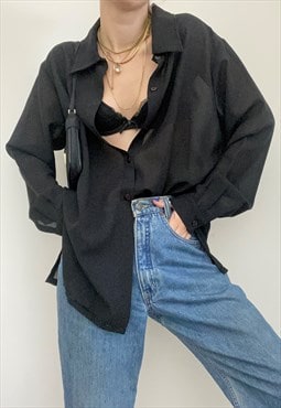 Black 90s Sheer Black Shirt