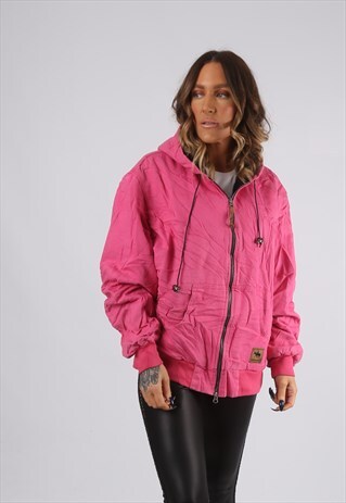 CANVAS COTTON ROPER HOODED BOMBER JACKET NEON UK 16 (BJ4B)