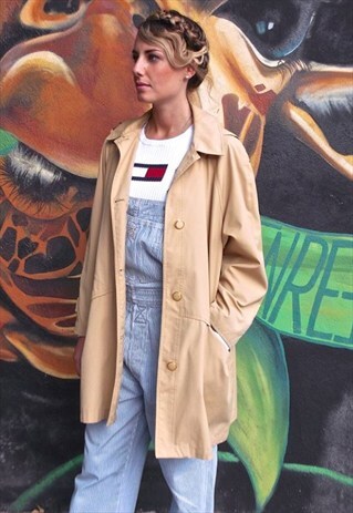 80S VINTAGE BURBERRYS CAMEL TRENCH DUSTER PARKA JACKET