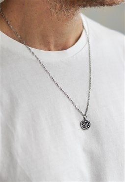 Eye coin chain necklace for men silver circle pendant gift