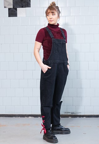 VINTAGE Y2K BLACK DENIM OVERALLS