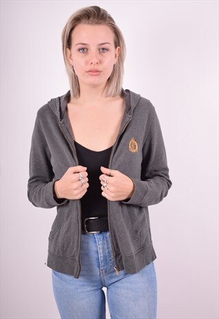 RALPH LAUREN WOMENS VINTAGE HOODIE JACKET MEDIUM GREY 90'S