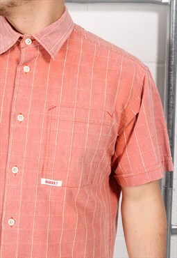 Vintage Guess Shirt in Peach Short Sleeve Summer Top Medium