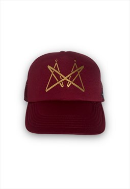 Mirrorred monogram cap burgandy gold