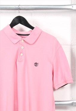 Vintage Timberland Polo Shirt in Pink Short Sleeve Tee XL